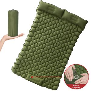 Matelas gonflable 2 personnes tapis de Camping en plein air avec oreiller d'air matelas d'air Portable sac à dos imperméable coussin de couchage 240220