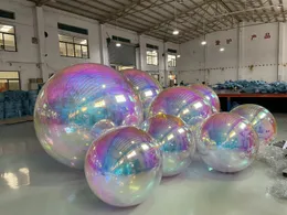 opblaasbare spiegelbal 0,5 ~ 3 meter 16 kleuren hangende opblaasbare zilveren luchtdichte pastelspiegelballon voor decoratie gratis schip