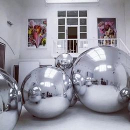 Boule de miroir gonflable suspendu argent ballon gonflable grand scellé scellé sphère colorée pour décoration d'événements de mariage 240521