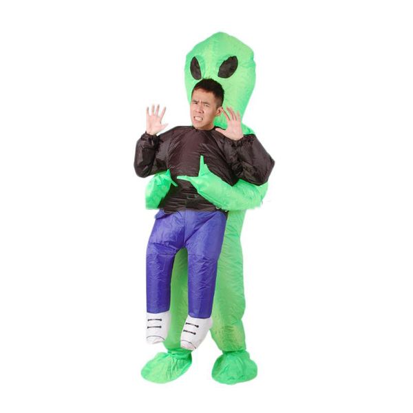 Costume de monstre gonflable effrayant vert Alien dinosaure mascotte Cosplay Costume pour adulte animal Halloween fête de pourim