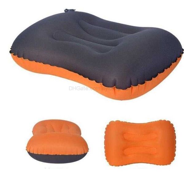 Cojines de almohada inflables ultraligero TPU almohada de aire para sacos de dormir Mochilero al aire libre Camping Viajes Coche avión cuello cintura resto apoyo cojín Alkingline