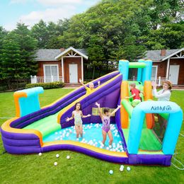 Opblaasbare speeltuin voor kinderen thuis buiten spelen speelhuis waterpark kasteel met zwembad voor feestkinderen zomer amusement leuke spelletjes verjaardagscadeaus speelgoed