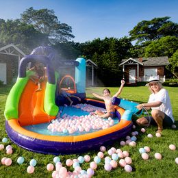 Piscina inflable para niños, juego de tobogán acuático, parque de toboganes, castillo de salto, casa de rebote con piscina de bolas, casa hinchable, puente para jugar al aire libre, juguetes pequeños divertidos