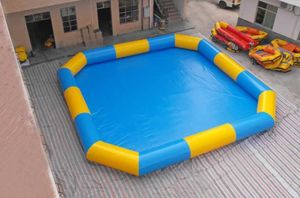 Opblaasbare Pool Waterball Arena Uitsmijter Hoge kwaliteit Commerciële PVC 6x8m Voetbal Wandelen Ballenbaden Express Levering Gratis Pomp