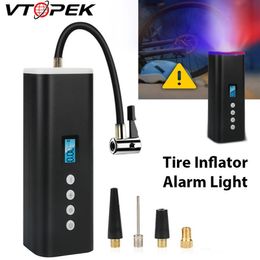 Opblaasbare Pomp Vtopek Elektrische Auto Luchtcompressor Draagbare Autoband Inflator Voor Automotive Motorfiets Bal Matras LED Alarm L293f