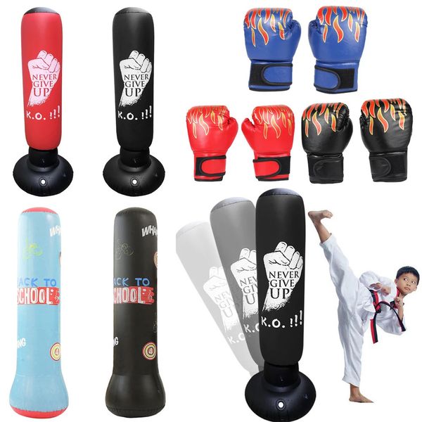 Punchage gonflable Sac de boxe Fitness Training Sack PVC Sports Fight Colonne Jouet Kids Pression Sandbag 240506