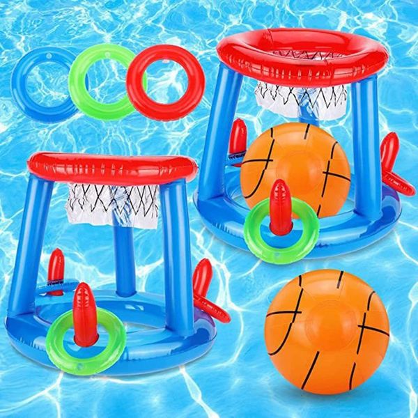 Bague gonflable jetant un jeu de fergroule Basketball Floating Basketball Interactive Water Sport Toy Party Favor Beach Fun Pool Accessory 240506