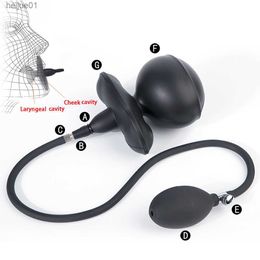 Opblaasbare Siliconen Air Sac Pomp Uitbreidbaar Open Dildo Mond Plug Grote Bal Gag Slave Bondage Bdsm Spel Speeltjes Voor vrouw Mannen L230518