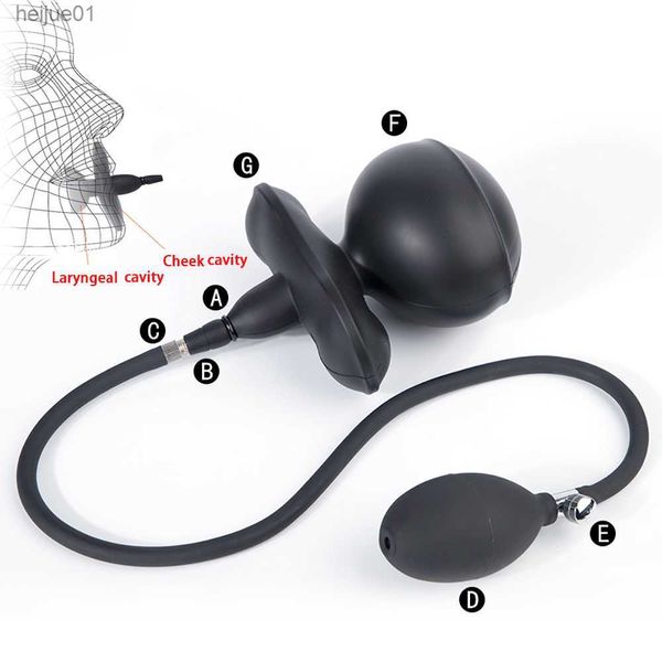 Inflable de silicona Air Sac Pump Expansible Open Dildo Boca Plug Big Ball Gag Slave Bondage BDSM Juego Juguetes sexuales para mujer Hombres L230518