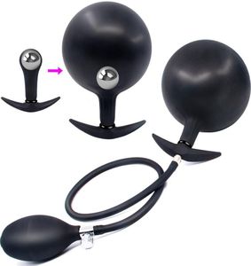 Plug anal en silicone gonflable avec des perles métalliques Extensible Ball Ball Outdoor Butt Prises Dilator Dildo Sex Toy pour femmes hommes Gay9880204