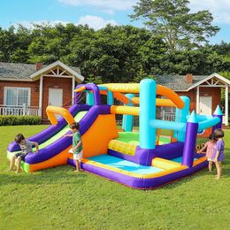 Toboggan gonflable d'intérieur pour enfants, maison de rebond, château, jouets de saut pour enfants, jeu en plein air, toboggan avec fosse à balles, cadeaux de fête d'anniversaire amusants dans le jardin et la cour