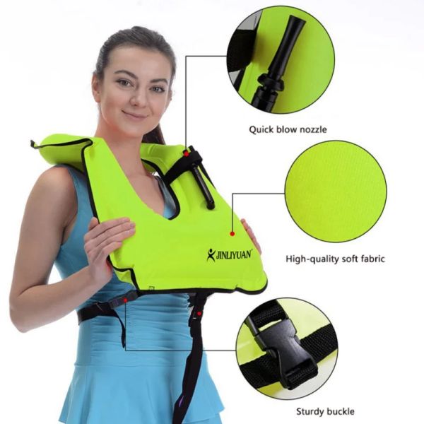 Chaqueta de snorkel inflable con correas para las piernas para hombres chaleco de snorkel para snorkel para bucear natación life salvo chaleco para adultos