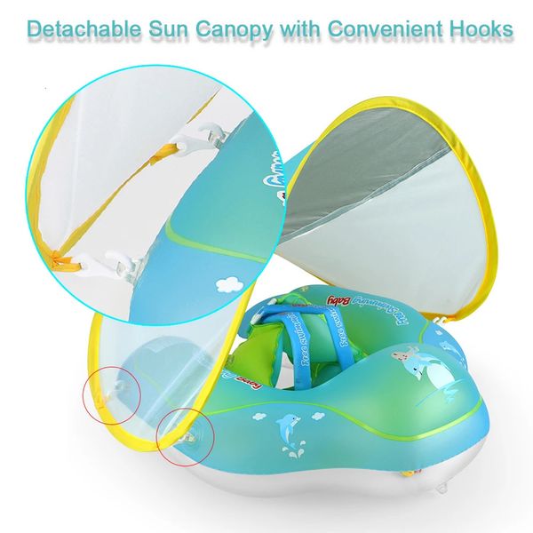 Anneau de natation gonflable pour bébé, avec auvent solaire amovible, piscine flottante, entraîneur de natation, PVC respectueux de l'environnement 240322