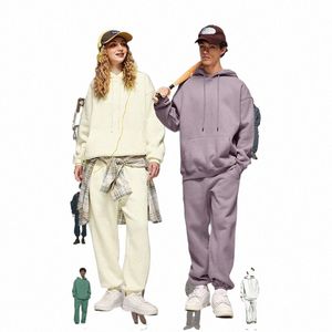 Inflación 350 g / m2 Grueso Vlevet Chándal Unisex 2023 Moda Color Sólido Traje de jogging para hombre en blanco Conjunto de pantalón de lana a juego R06B #