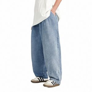inflatie Blauwe Acid-wed Carrot-Fit Jeans Heren Denim Broek met elastische taille K8xK#