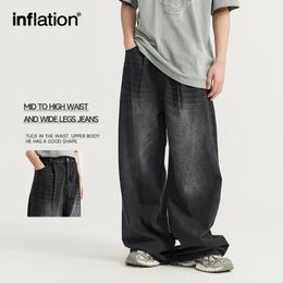 Inflation High Street Wide Jams Jeans Hommes lavés Pantalons de jean baggy 240423