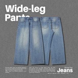 INFLATION rétro lavage jambe large jean hommes bleu Baggy mâle pantalon Denim décontracté grande taille 240117