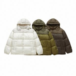 Gonflage couleur unie à capuche doudoune unisexe hiver épais chaud coupe-vent 90% blanc Duch doudoune hommes pardessus 93es #