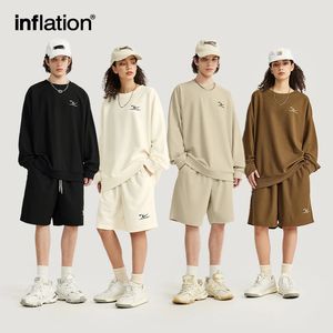 Inflation Spring surdimensionnée sur tracks survêtement Sportswear Unisexe Tissu de tissu de tissu à manches longues et shorts à manches longues 240423