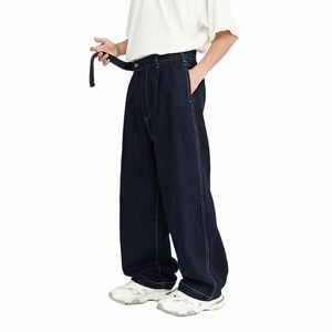 Pantalon en jean à jambes larges, couture d'inflation, Baggy unisexe, 367C #