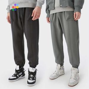 Inflatie Dikke Fleece Sweatpant Mannen Grijze Joggers Broek Winter Warm Casual Broek Mannen Effen Loose Track Pant Paar Sportkleding 211201