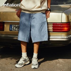 Inflation short denim vintage homme lâche jeans lavés droit mâle plus szie 240328