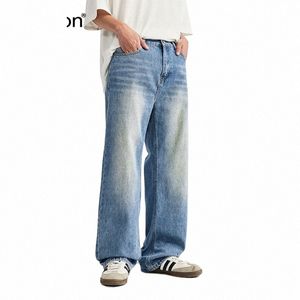 inflatie Vintage W Baggy Jeans Heren Street Style Donker W Blauw Loose Fit Denim Broek T7pB #