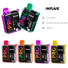 Inflave Pro 7000 7K Puff Vapor Alivable Boîte numérique 12K Puffes Vape Pen 850mAh Batterie rechargeable Rechargeable E-cigarettes Vape 2/5%