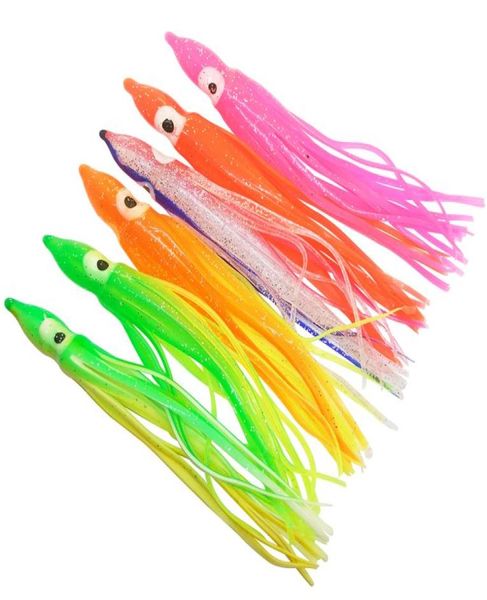 Infof 50 piezas faldas de calcetín de goma 5cm 9cm 11 cm Lucos de pesca suave Octopus Hoochie Cebos suaves de agua salada Tackle de pesca Color7085522