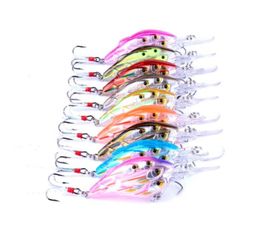 Infof 9pcs 295quot75cm 93G Crankbait Group Vis Zwemaas 8 Vissen Plastic Bionic Wobbler Viskust Shads 6 Feather H1523591