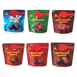 Sacs d'emballage infusés Bro Wnies 600 mg gâteau vide moelleux funfetti fudge collation au chocolat bouchées de caramel velours rouge Pkoma