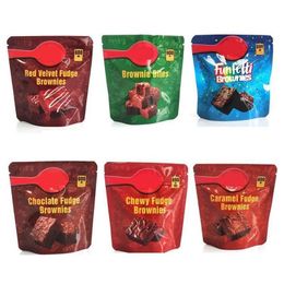 Brownies infundidos Bolsas de embalaje 600 mg Pastel Vacío Masticable Funfetti Fudge Chocolate Bocadillos Bolsa de terciopelo rojo Faafm Dpput