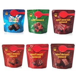 Brownies infundidos Bolsas de embalaje 600 mg Pastel Vacío Funfetti Funfetti Fudge Chocolate Bocadillos Bocadillos Bolsa de terciopelo rojo Uaxpk