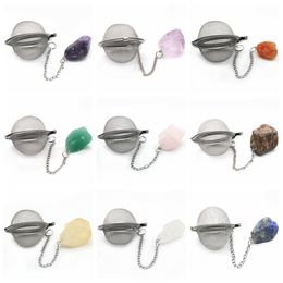 Infusores para colador de malla de té suelto con cadena extendida llaveros gancho encanto de acero inoxidable bandejas de goteo de energía bola agitadora de cristal