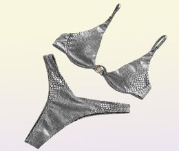 INGAGA Push Up Bikini's 2021 Badmode Vrouwen Gradiënt Lederen Badpakken String Hoge Cut Biquini Badpak Zomer Strandkleding New6971128