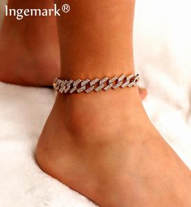 Ingemark Boheemian Elastic Stretch Anklets Women Luxury Crystal Gold Color Barefoot Sandals enkel ketting strand voet sieraden cadeau5295717