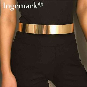 Ingemark, cinturón Punk de espejo de Metal completo para mujer, cinturón ajustado de estilo Hip Hop, Color dorado metálico, fajas anchas, joyería para el cuerpo para mujer 2020