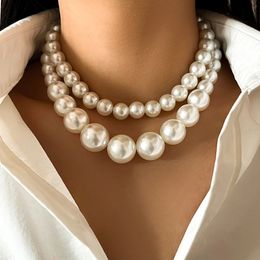 Ingesight Z Elegant 2pcs Set imitación de perlas Collares de gargantillas de perlas Collar para mujeres 2023 Boda de joyas de fiesta de novia 231221