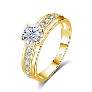 Anfänglicher 1-Karat-Ring für Frauen aus massivem 925er Silber, rhodiniert, luxuriöser Hochzeitsschmuck mit Zertifikat, Geschenk weiblich, DD 240112