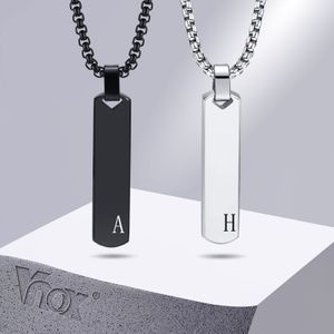 Eerste bar ketting voor hem mannen dikke geometrische verticale hanger met a-z letters aangepaste naam Engelse letter ketting diypunk sieraden cadeau casual eenvoudige kraag