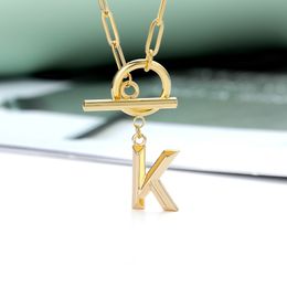 Lettre initiale colliers pour femmes or chaîne en acier inoxydable épais OT boucle collier anniversaire bijoux cadeau