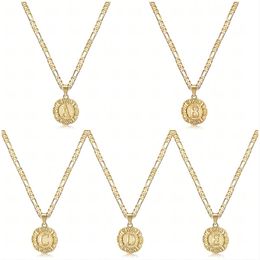 Initial ketting voor vrouwen meisje 14K vergulde ronde brief hanger ketting hoofdstad monogram ketting Alhpabets van A-Z