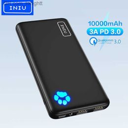 INIU Power Bank 10000mAh Snel opladen 5V / 3A USB C PD 3-uitgang Draagbare slanke batterij voor iPhone Samsung Google iPad Tablets Q230826