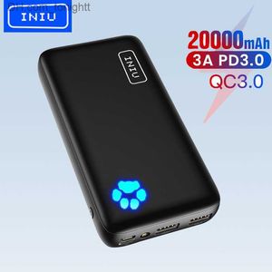 INIU Power Bank 20000mAh 18W Carga rápida USB C PD QC Cargador portátil Paquete de batería de 3 salidas para iPhone 14 Samsung iPad Tablets Q230826