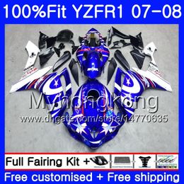 Injectie Blauwe Cowling Heet Lichaam voor Yamaha YZF R 1 YZF-1000 YZF-R1 07 08 227HM.AA YZF 1000 YZFR1 07 08 YZF1000 YZF R1 2007 2008 FIERINGSET