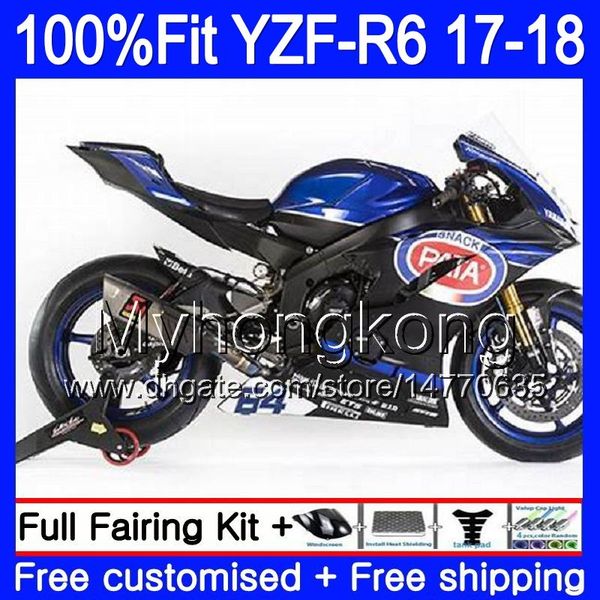 Corps de stock PATA bleu d'injection pour YAMAHA YZF600 YZF R6 YZFR6 2017 2018 248HM.8 YZF 600 YZF R 6 YZF-600 YZF-R6 17 18 Kit de carénages + 7Gifts