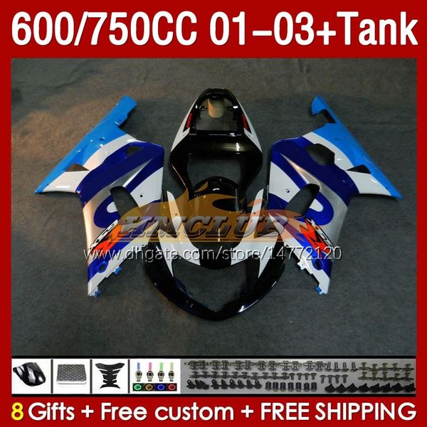 Injection bleu stock moule carénages réservoir pour SUZUKI GSXR750 GSXR-750 GSXR600 750CC K1 2001 2002 2003 152No.83 600CC GSXR-600 01-03 GSXR 750 600 CC 01 02 03 carénage OEM