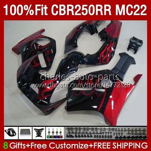 Cuerpo de inyección para Honda CBR 250RR 250 RR CC CBR250RR 90 91 92 92 93 94 95 96 96 97 98 99 131NO.55 250CC MC22 CBR250 Red Flames RR 1990 1991 1992 1995 1997 1998 1999 Carenza