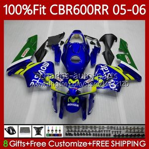 Carénages de moulage par injection bleu Movistar pour HONDA CBR 600RR 600F5 600CC 2005-2006 Corps 72No.10 CBR600 CBR 600 CC F5 RR F 5 2005 2006 CBR600F5 CBR600RR 05 06 Carrosserie OEM