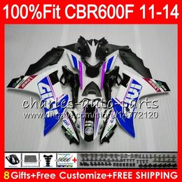 Cuerpo de inyección para HONDA CBR600 F4i CBR 600 F 2011 2012 2013 2014 115HM.51 azul negro CBR600F4i CBR600 F 600F CBR600F 11 12 13 14 Carenado